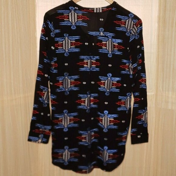 Etiquette Womens Black Tunic With Western Aztec Embroidery Large - Picture 2 of 7